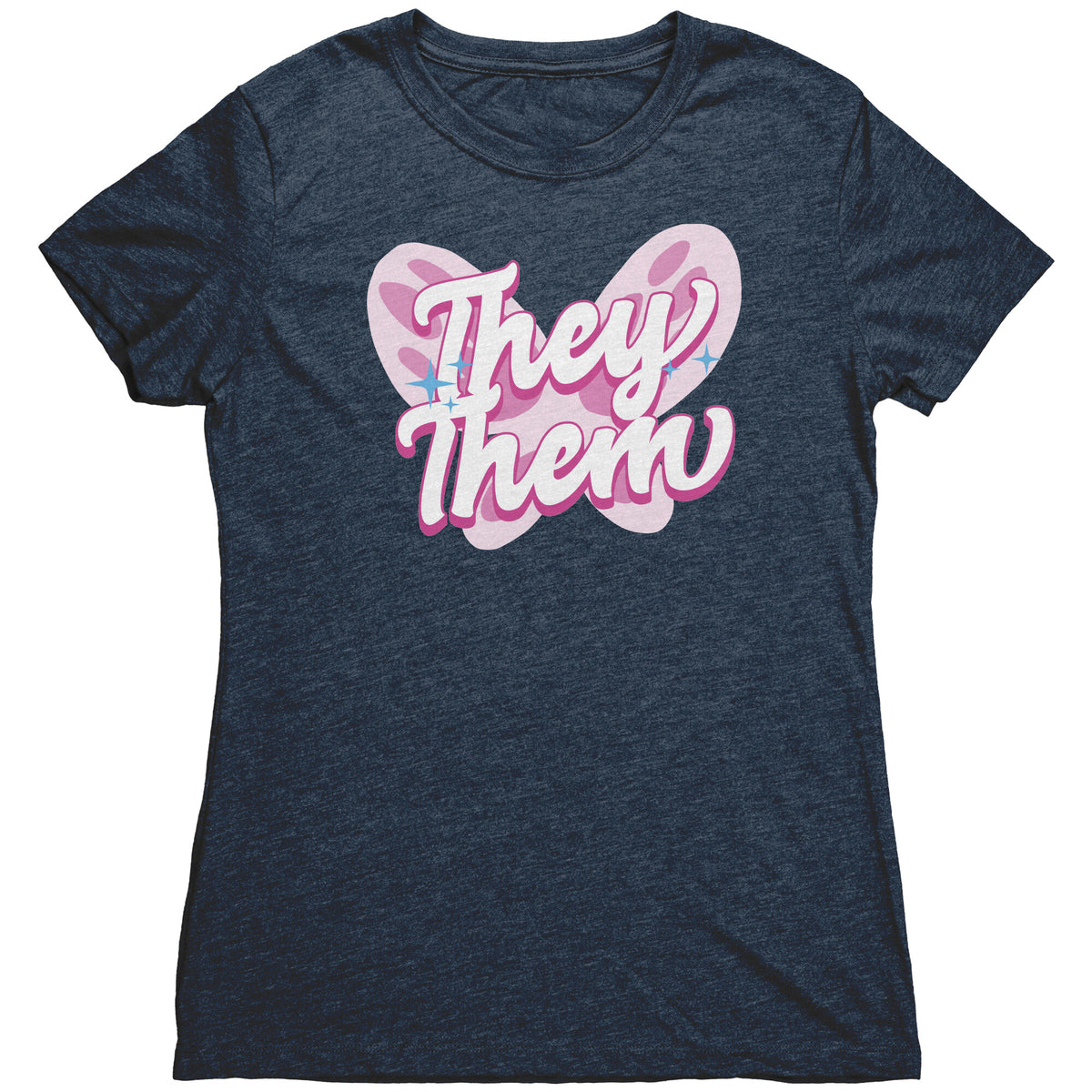 Pink Butterfly They/Them Non-binary T-shirt  - Gemmed Firefly
