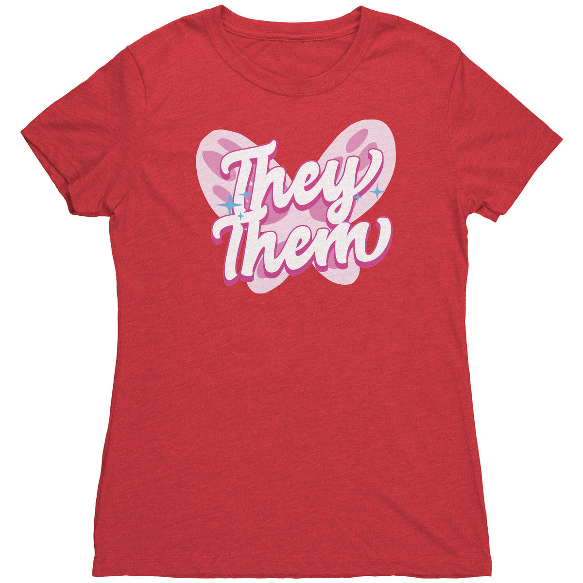 Pink Butterfly They/Them Non-binary T-shirt  - Gemmed Firefly