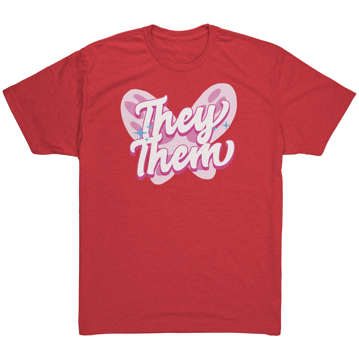 Pink Butterfly They/Them Non-binary T-shirt  - Gemmed Firefly