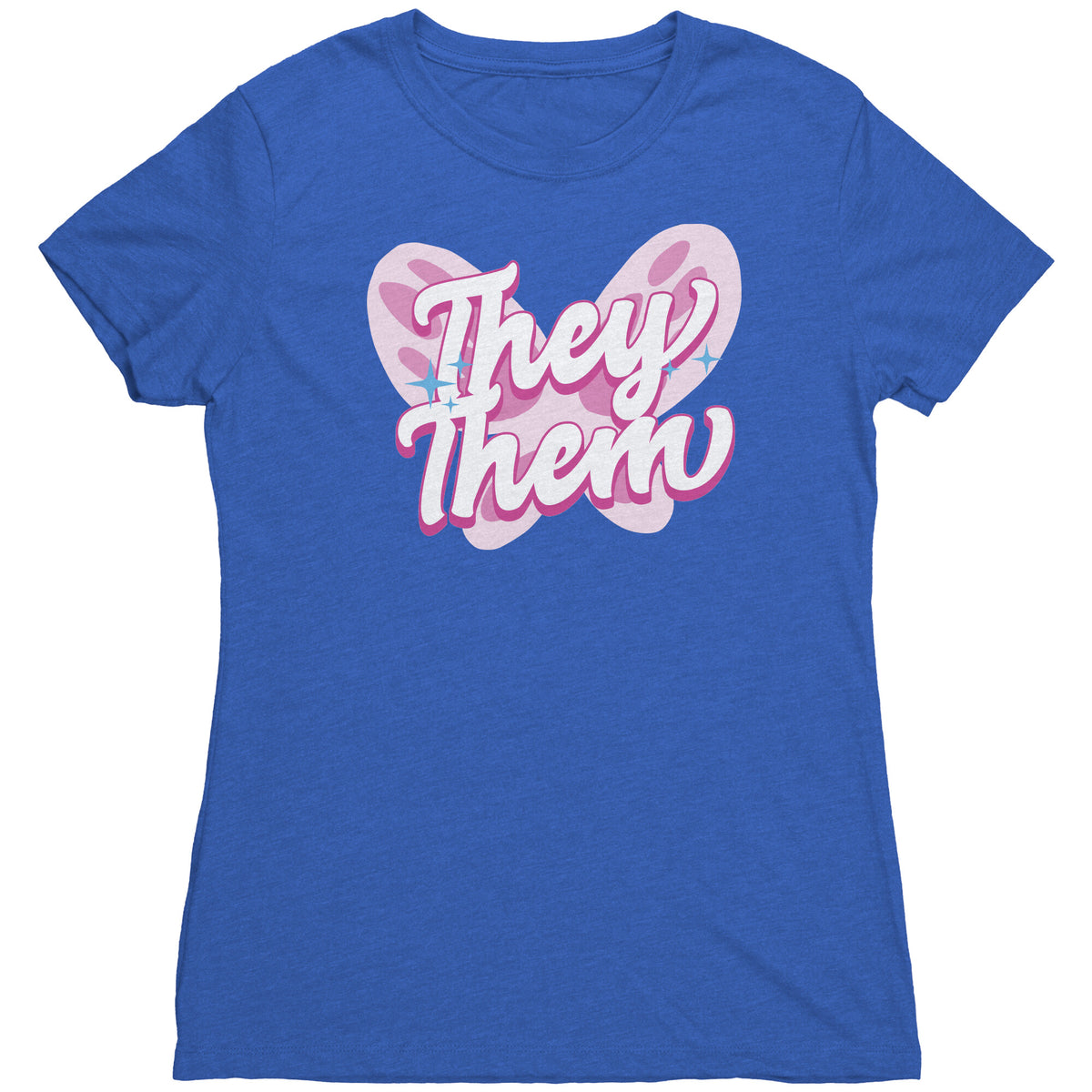 Pink Butterfly They/Them Non-binary T-shirt  - Gemmed Firefly