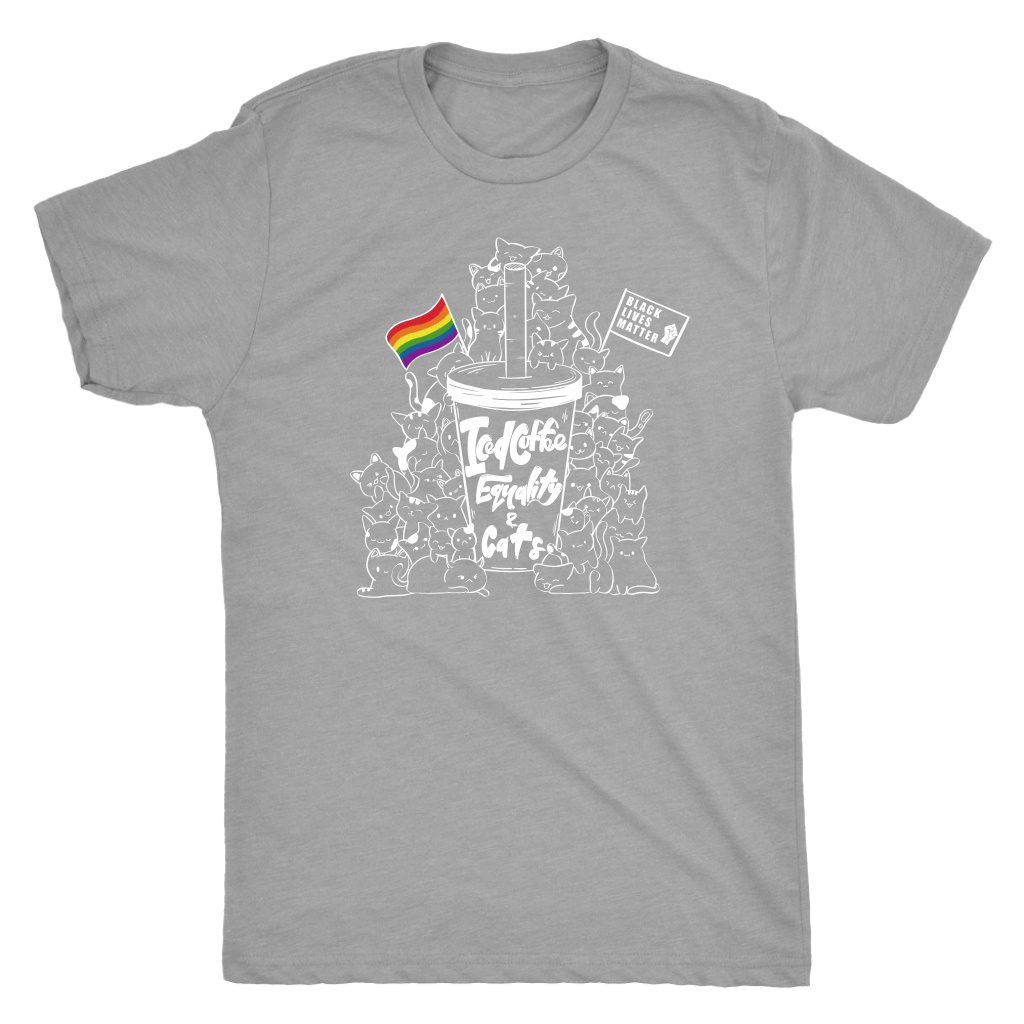 Iced Coffee, Equality, and Cats Kawaii Doodle T-shirt  - Gemmed Firefly