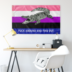 Genderfluid PRIDE Fuck Around and Find Out Gator Rage Flag Flags  - Gemmed Firefly