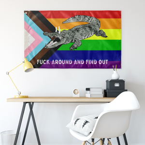 Progressive PRIDE Fuck Around and Find Out Gator Flag LGBT Flags  - Gemmed Firefly