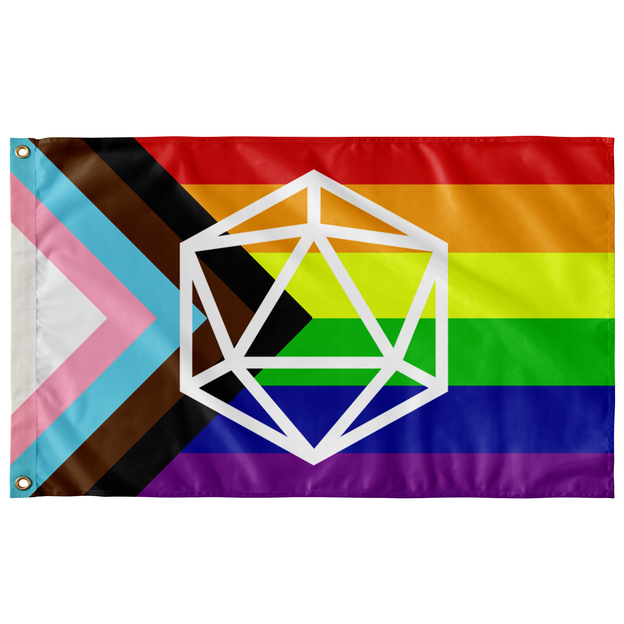 Progressive Pride d20 Flag LGBT TTRPG Flags  - Gemmed Firefly
