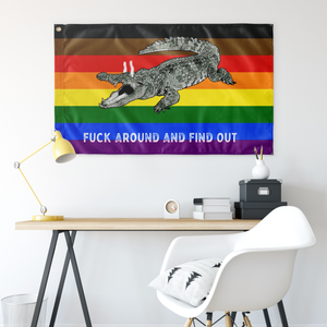 People of Color PRIDE Rainbow Fuck Around and Find Out Gator Rage Flag Flags  - Gemmed Firefly