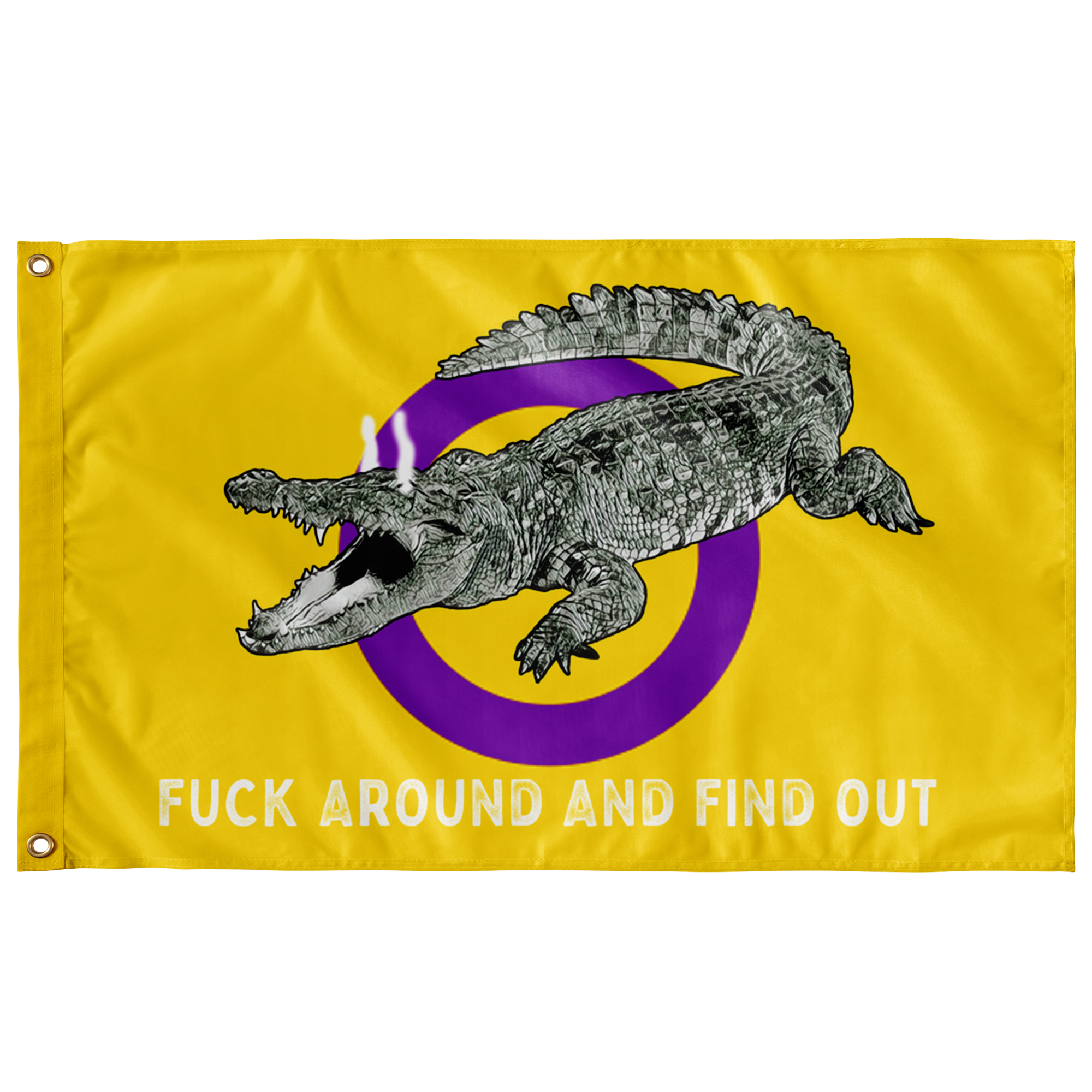 Intersex PRIDE Fuck Around and Find Out Gator Rage Flag Flags  - Gemmed Firefly
