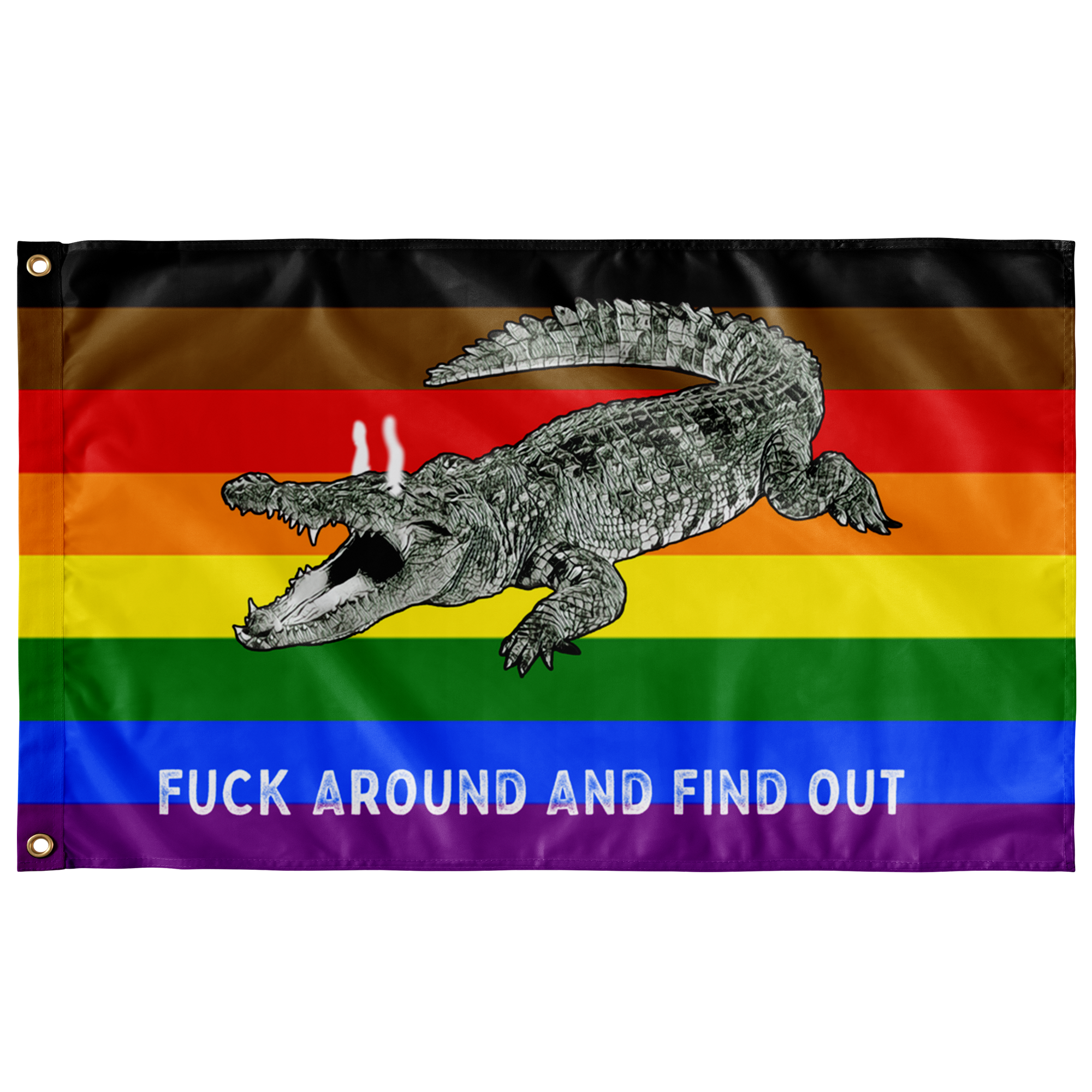 People of Color PRIDE Rainbow Fuck Around and Find Out Gator Rage Flag Flags  - Gemmed Firefly