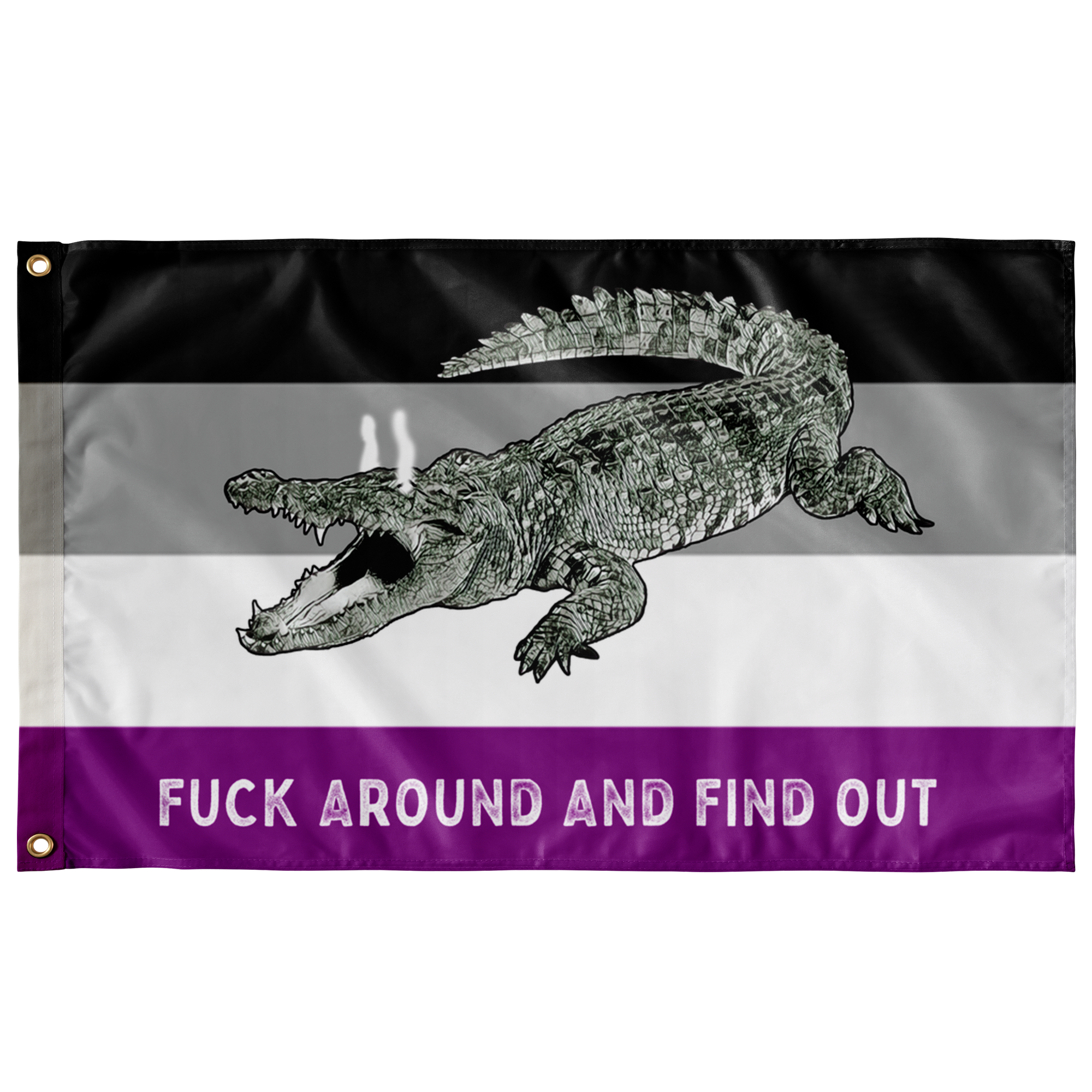 ACE Asexual PRIDE Fuck Around and Find Out Gator Rage Flag Flags  - Gemmed Firefly