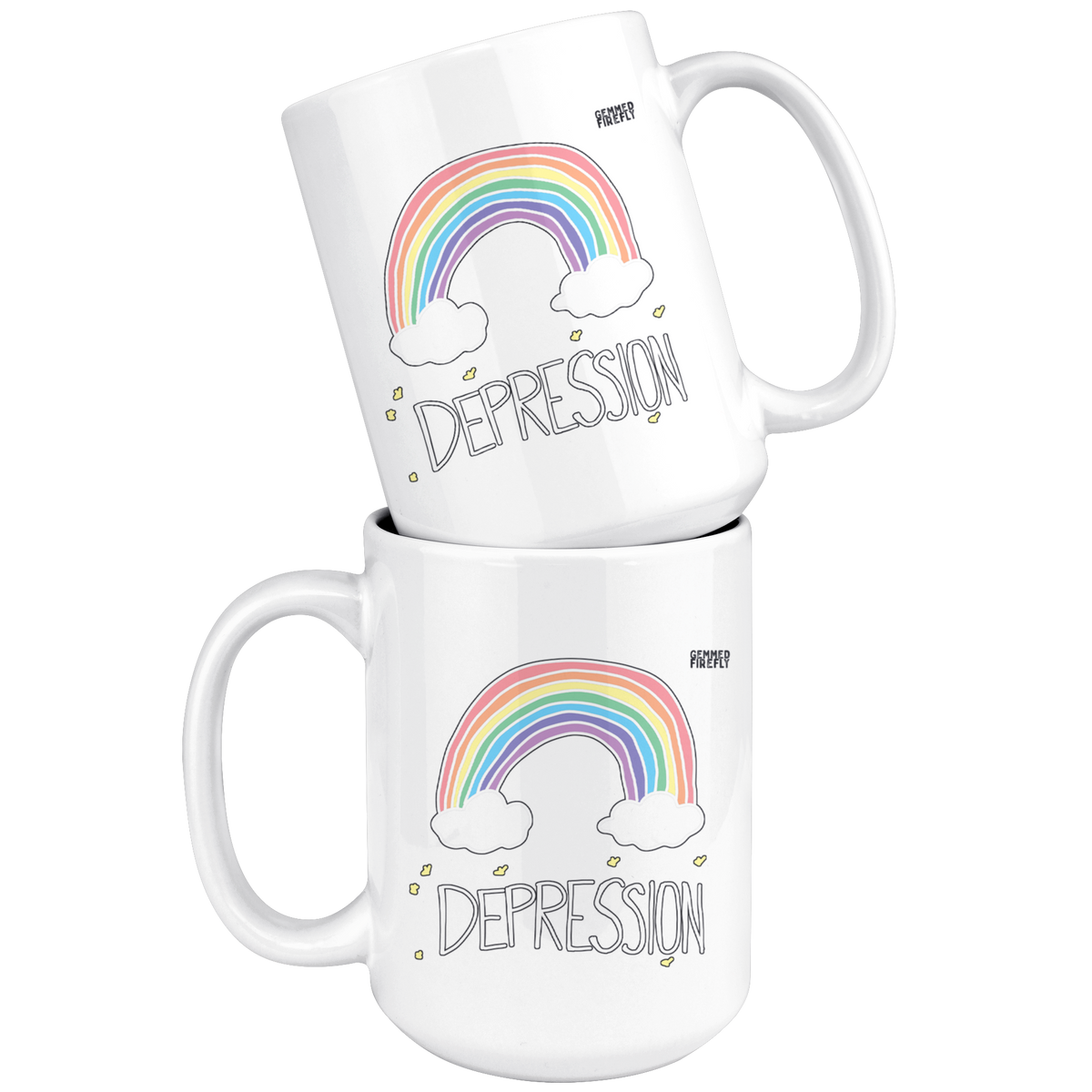 Depression Rainbow Mug Drinkware  - Gemmed Firefly
