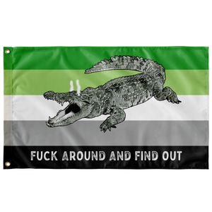 Aromantic PRIDE Fuck Around and Find Out Gator Rage Flag Flags  - Gemmed Firefly