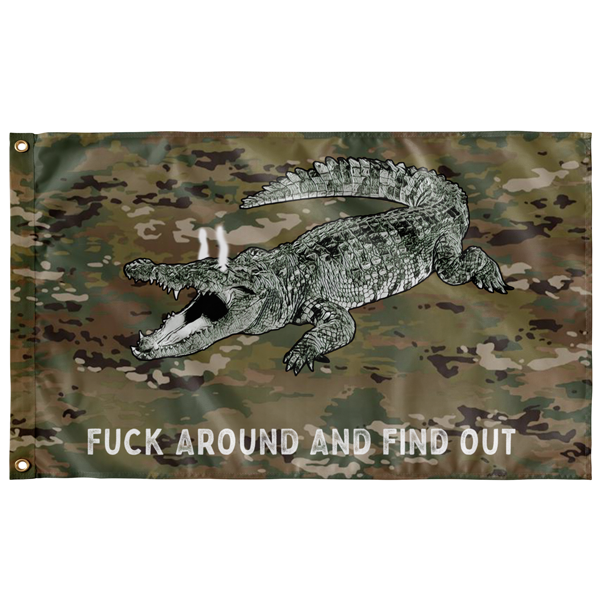 Military Green Fuck Around and Find Out Gator Rage Flag - Gemmed Firefly