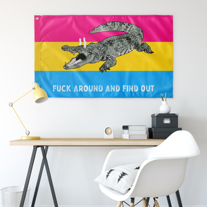 Pansexual PRIDE Fuck Around and Find Out Gator Rage Flag Flags  - Gemmed Firefly