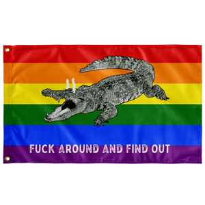 Gay PRIDE Rainbow Fuck Around and Find Out Gator Rage Flag Flags  - Gemmed Firefly