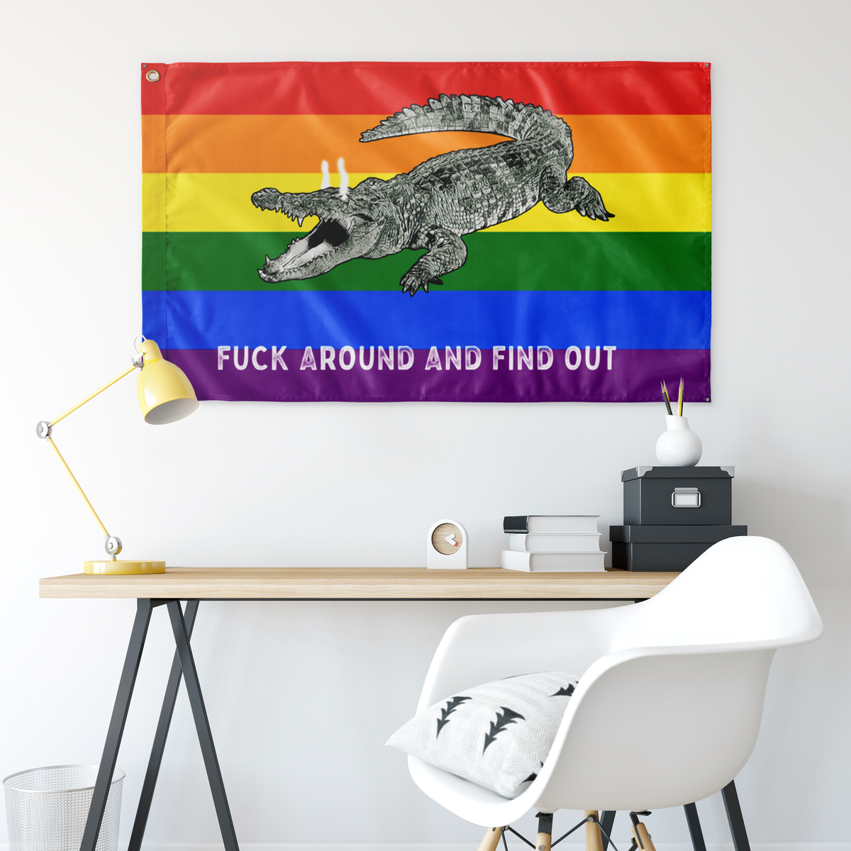 Gay PRIDE Rainbow Fuck Around and Find Out Gator Rage Flag