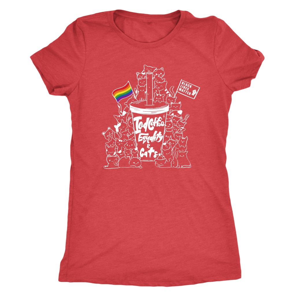 Iced Coffee, Equality, and Cats Kawaii Doodle T-shirt  - Gemmed Firefly