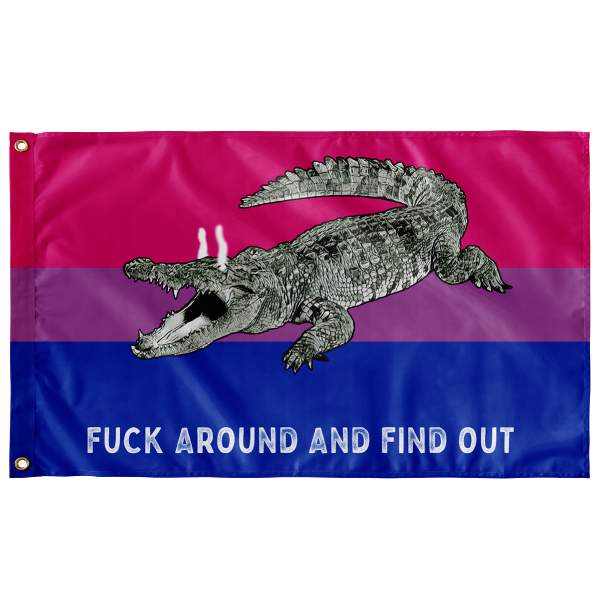 Bisexual PRIDE Fuck Around and Find Out Gator Rage Flag Flags  - Gemmed Firefly