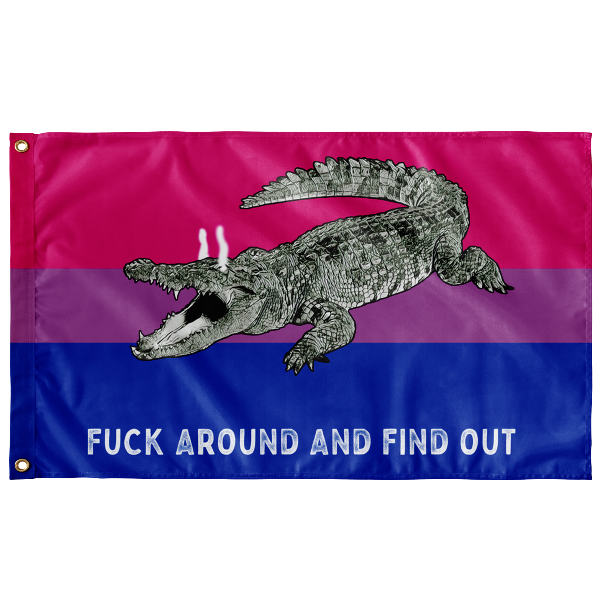 Bisexual PRIDE Fuck Around and Find Out Gator Rage Flag Flags  - Gemmed Firefly
