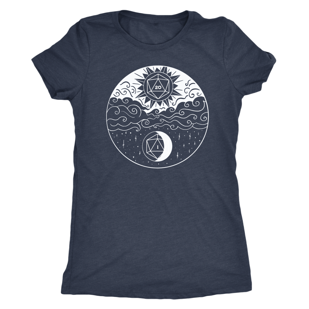 Sun and Moon D20 Balance T-shirt  - Gemmed Firefly