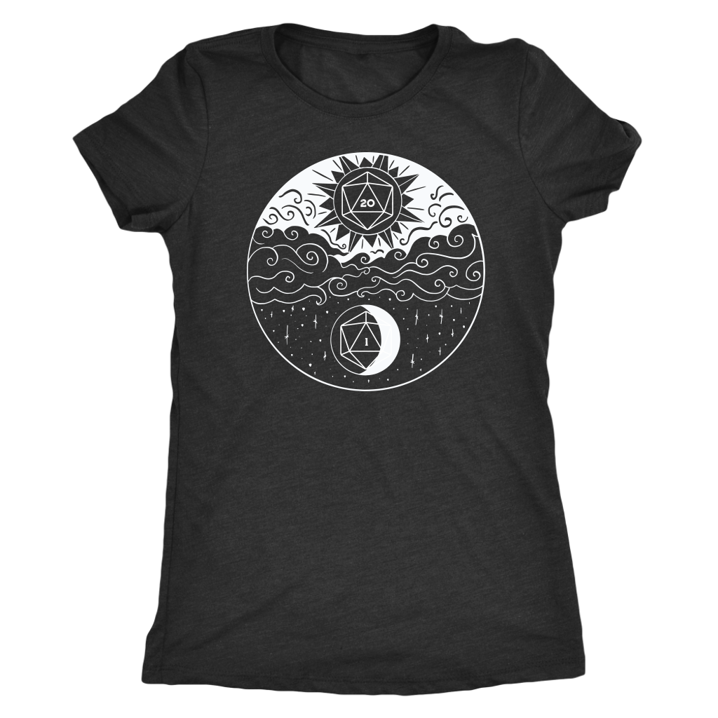 Sun and Moon D20 Balance T-shirt  - Gemmed Firefly