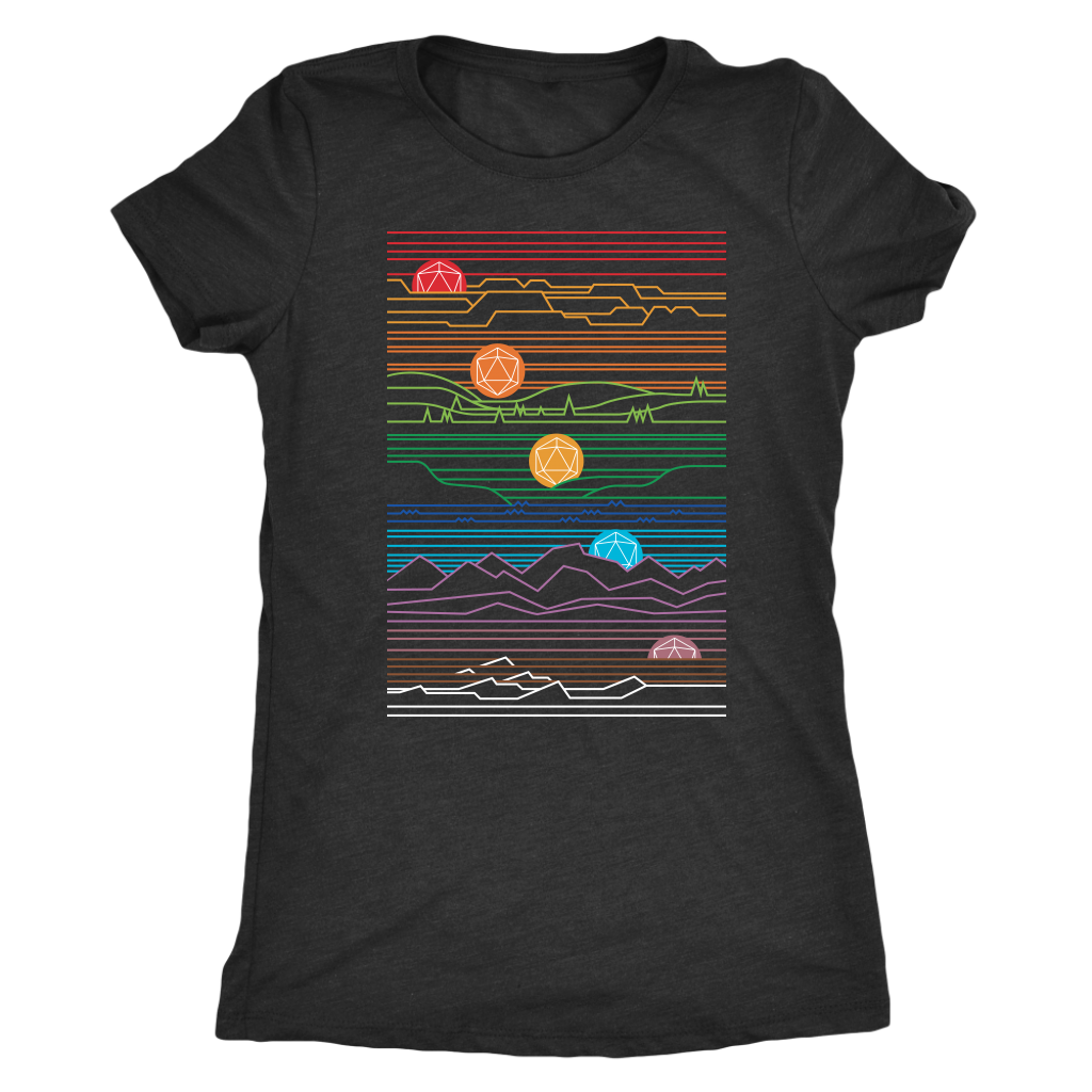 Rising Setting Sun D20 Digital T-shirt  - Gemmed Firefly