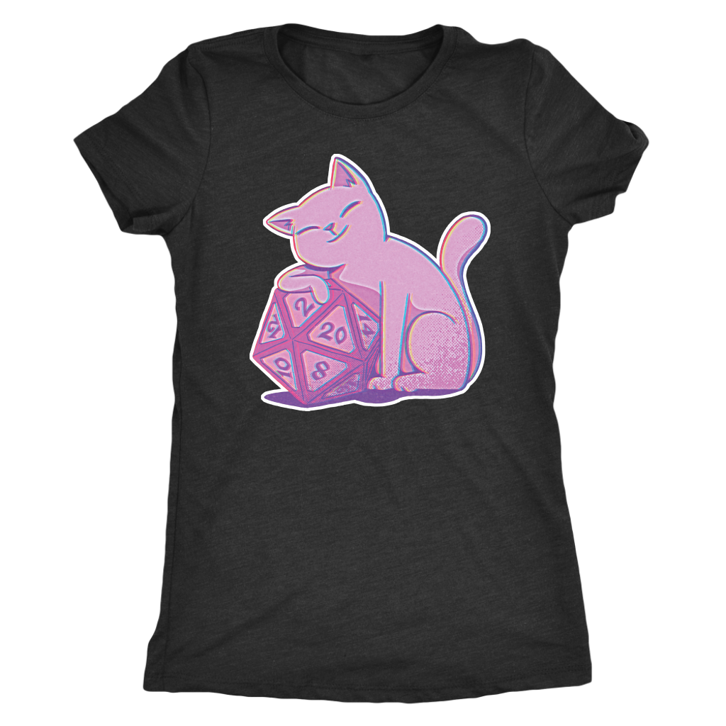 D20 Kitty Glitch T-shirt  - Gemmed Firefly