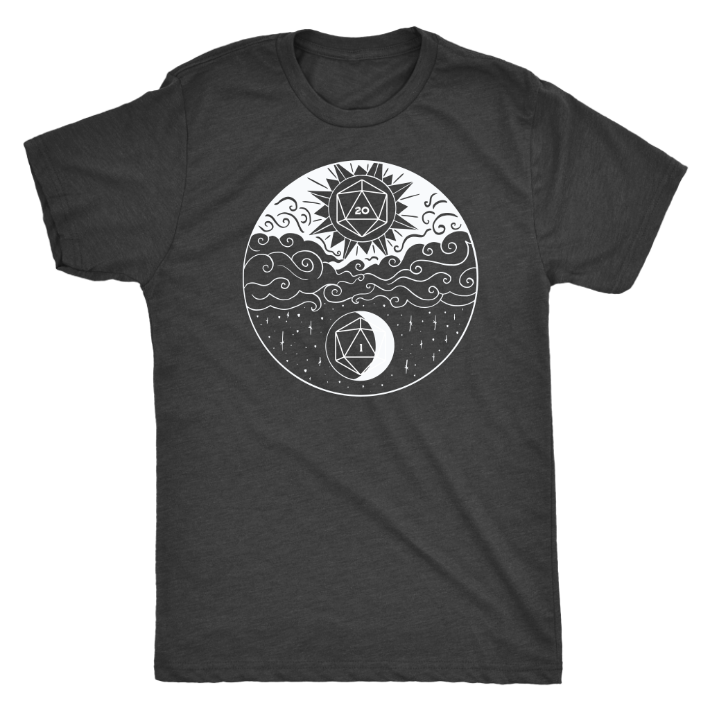 Sun and Moon D20 Balance T-shirt  - Gemmed Firefly