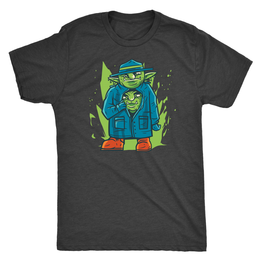 Two Goblins in a Trench Coat T-shirt  - Gemmed Firefly