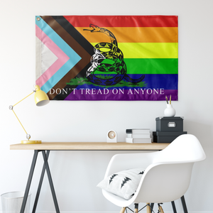 Don't Tread On Anybody - LGBT Progressive Pride Gadsden Flag Flags  - Gemmed Firefly